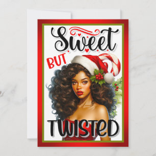 Retro Sweet maar Twisted Christmas Pinup Bedankkaart