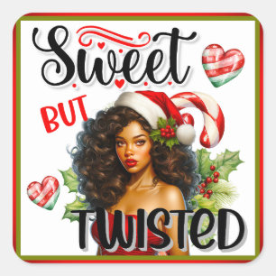 Retro Sweet maar Twisted Christmas Pinup Vierkante Sticker