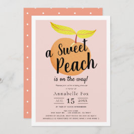 Retro Sweet Peach Baby shower Kaart