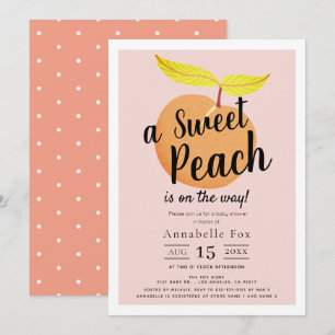 Retro Sweet Peach Baby shower Kaart