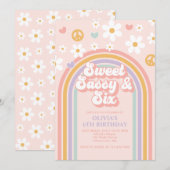 Retro Sweet Sassy Six Rainbow 6e verjaardag Kaart (Voorkant / Achterkant)