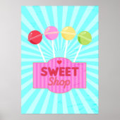 Retro Sweet Shop Pastel Snoep Lollipops Poster (Voorkant)