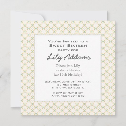 Retro Sweet Sixteen-uitnodiging - Cream Kaart (Voorkant)