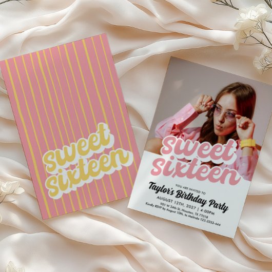 Retro Sweet Zestien Verjaardag Uitnodiging