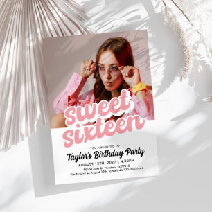 Retro Sweet Zestien Verjaardag Uitnodiging