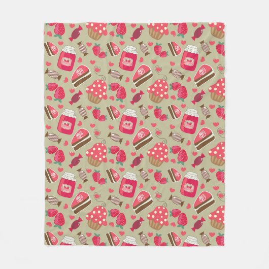 Retro Sweets Fleece Deken (Voorkant)
