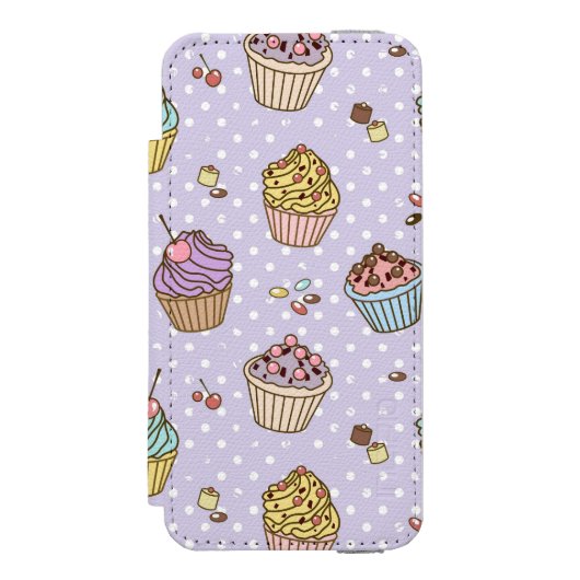 Retro Sweets Pattern Incipio iPhone Portemonnee Hoesje (Voorkant Agenda)