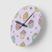 Retro Sweets Pattern Ronde Klok (Hoek)