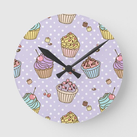 Retro Sweets Pattern Ronde Klok (Voorkant)