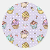 Retro Sweets Pattern Ronde Sticker (Voorkant)