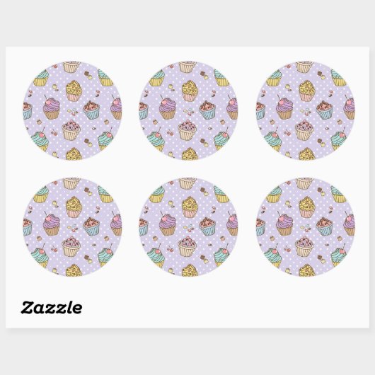 Retro Sweets Pattern Ronde Sticker (Vel)