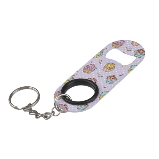 Retro Sweets Pattern Sleutelhanger Flessenopener (Voorkant Gekanteld)