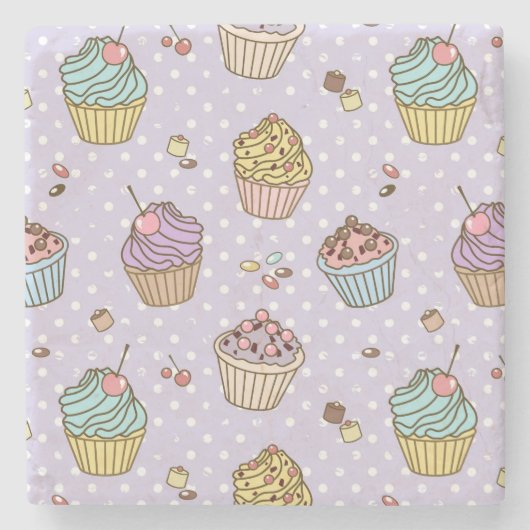 Retro Sweets Pattern Stenen Onderzetter (Voorkant)