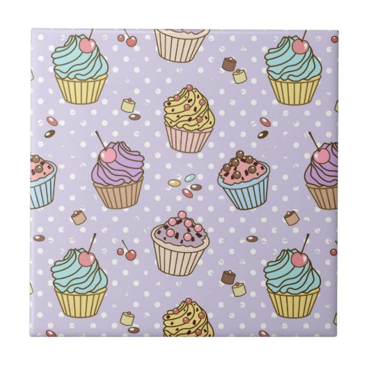 Retro Sweets Pattern Tegeltje (Voorkant)