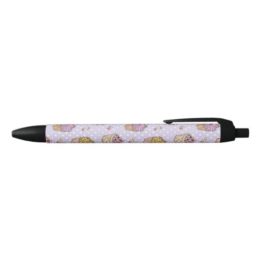 Retro Sweets Pattern Zwarte Inkt Pen (Bovenkant)