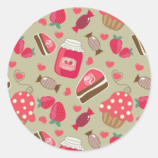 Retro Sweets Ronde Sticker (Voorkant)