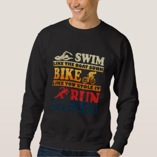 Retro Swim Bike Run Triathlon Athletic Sport Men W Trui