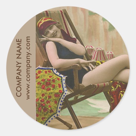 retro swimsuit mode schoonheid looning salon ronde sticker (Voorkant)