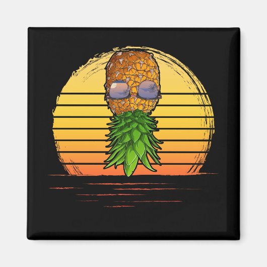 Retro Swinger ondersteboven ananas Sunset Horizon Magneet (Voorkant)
