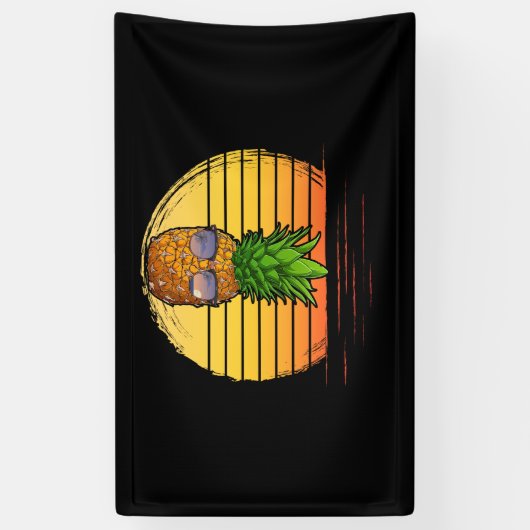 Retro Swinger Upside Down Pineapple Sunset Horizon Spandoek (Verticaal)