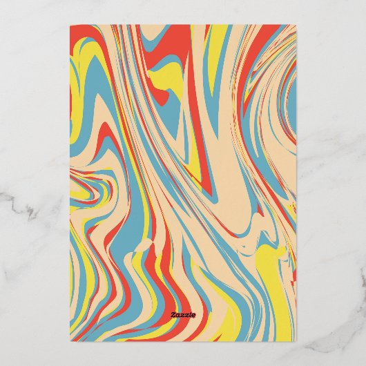 Retro Swirl Abstract Patroon Roos Goud Monogram Folie Uitnodiging (Achterkant)