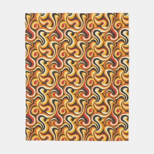 Retro Swirl Abstract Pattern-Bold Kleuren Fleece Deken (Voorkant)
