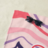 Retro Swirl Abstract Wave Roze Paarse Aangepaste N Strandlaken (In situ)