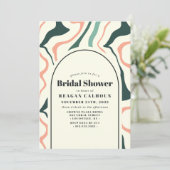 Retro Swirl Arch Mint Groen en Roze Vrijgezellenfe Kaart (Staand voorkant)