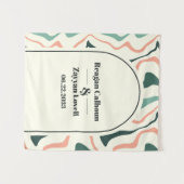 Retro Swirl Arch Mint Groen Roze Bruiloft Achtergr Wandkleed (Voorkant (horizontaal))