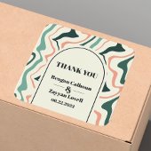 Retro Swirl Arch Mint Groen Roze Bruiloft Dank u Vierkante Sticker