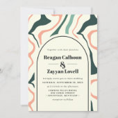 Retro Swirl Arch Mint Groen Roze Bruiloft Kaart (Voorkant)