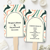 Retro Swirl Arch Mint Groen Roze Bruiloft Programm Handwaaier