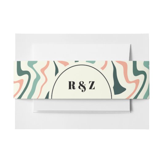 Retro Swirl Arch Mint Groen Roze Bruiloft Uitnodigingen Wikkel (Voorkant Voorbeeld)