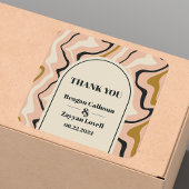 Retro Swirl Arch Roze Zwart Goud Bruiloft Dank u Vierkante Sticker