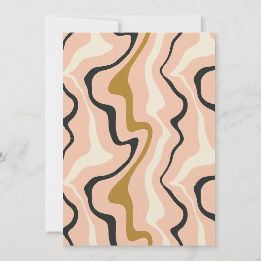 Retro Swirl Arch Roze Zwart Goud Cream Bruiloft Kaart (Achterkant)