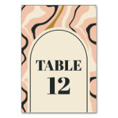 Retro Swirl Arch Roze Zwart Goud Cream Bruiloft Kaart (Voorkant)