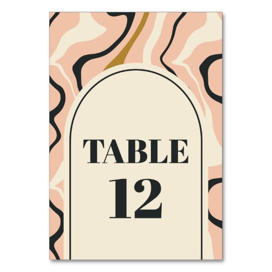 Retro Swirl Arch Roze Zwart Goud Cream Bruiloft Kaart (Voorkant)