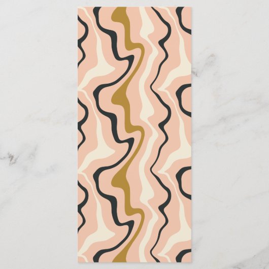 Retro Swirl Arch Roze Zwart Goud Cream Bruiloft Menu (Achterkant)