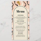 Retro Swirl Arch Roze Zwart Goud Cream Bruiloft Menu (Voorkant)