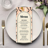 Retro Swirl Arch Roze Zwart Goud Cream Bruiloft Menu