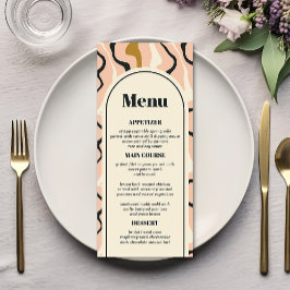Retro Swirl Arch Roze Zwart Goud Cream Bruiloft Menu