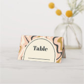 Retro Swirl Arch Roze Zwart Goud Cream Bruiloft Plaatskaartje (Achterkant)