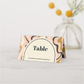 Retro Swirl Arch Roze Zwart Goud Cream Bruiloft Plaatskaartje (Voorkant)