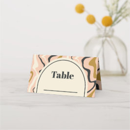 Retro Swirl Arch Roze Zwart Goud Cream Bruiloft Plaatskaartje