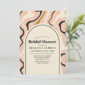 Retro Swirl Arch Roze Zwart Goud Vrijgezellenfeest Kaart (Staand voorkant)