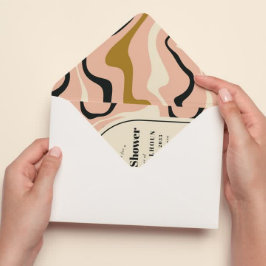 Retro Swirl Arch Roze Zwart Goud Vrijgezellenfeest Kaart