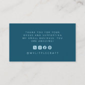 Retro Swirl Bedankt voor het winkelen Klein Blauwg Visitekaartje (Achterkant)