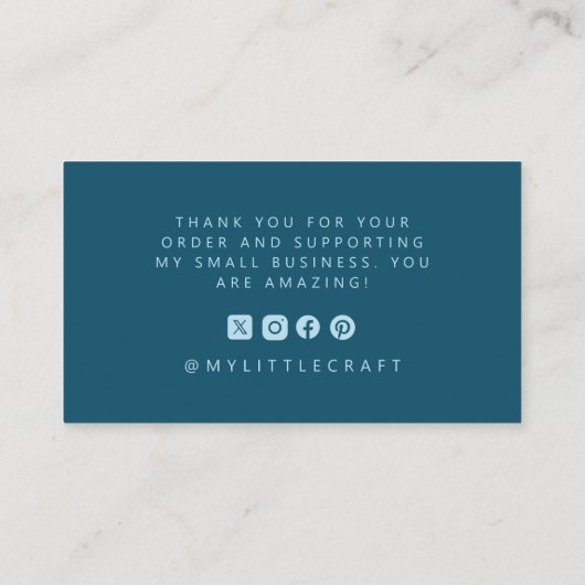 Retro Swirl Bedankt voor het winkelen Klein Blauwg Visitekaartje (Achterkant)