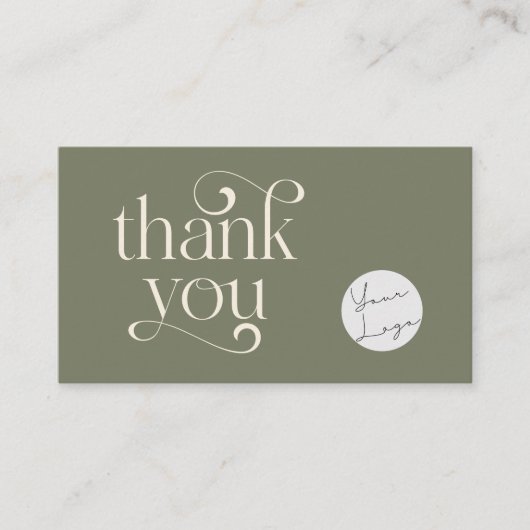 Retro Swirl Bedankt voor het winkelen Klein Sage G Visitekaartje (Voorkant)
