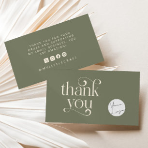 Retro Swirl Bedankt voor het winkelen Klein Sage G Visitekaartje